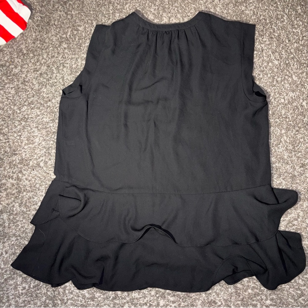 Sheer Chiffon Black Ruffled Sleeveless Blouse - Picture 8 of 8